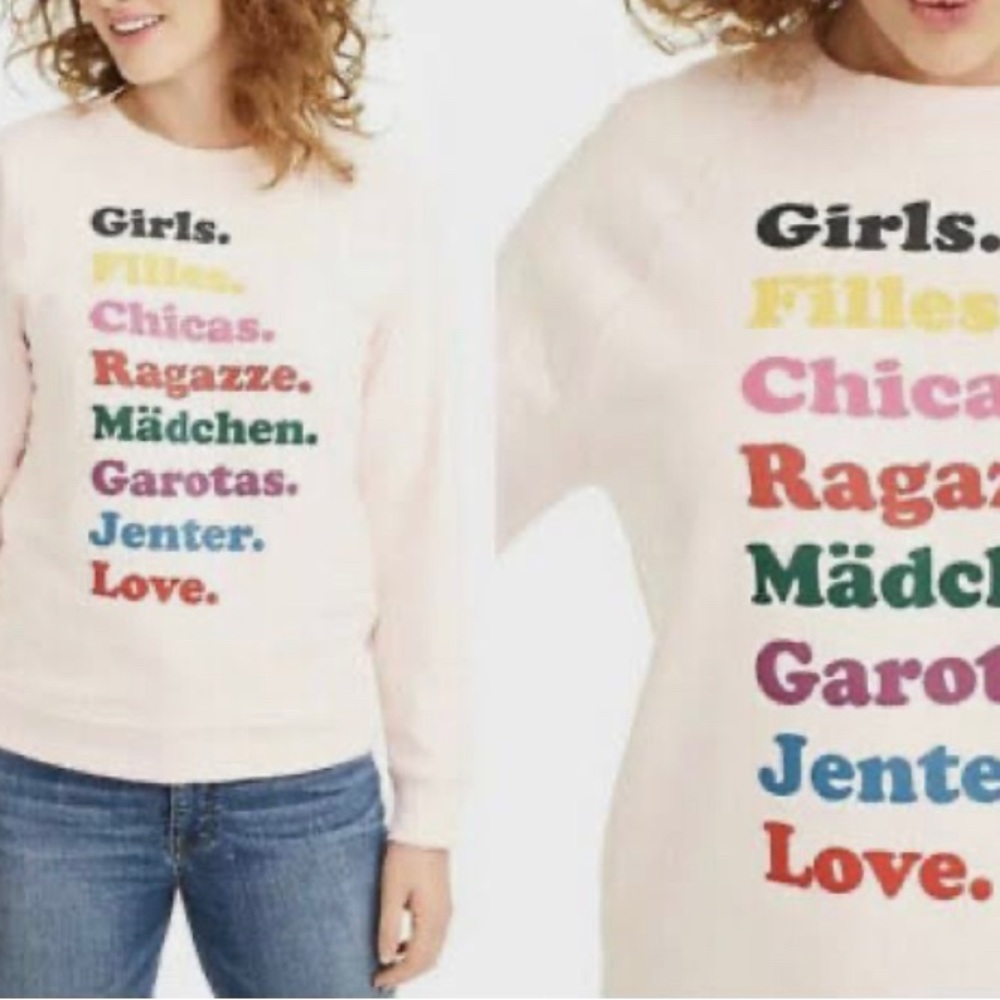 J. CREW GIRLS INC. PINK PULLOVER SWEATER SIZE MEDIUM LONG SLEEVE CREW NECK NWT - Picture 1 of 13